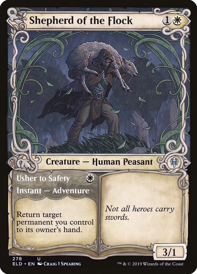Shepherd of the Flock // Usher to Safety (Showcase) [Throne of Eldraine] | Good Games Cannington