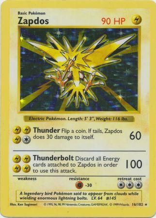 Zapdos (16/102) [Base Set Shadowless Unlimited] | Good Games Cannington
