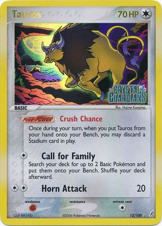 Tauros (12/100) (Stamped) [EX: Crystal Guardians] | Good Games Cannington