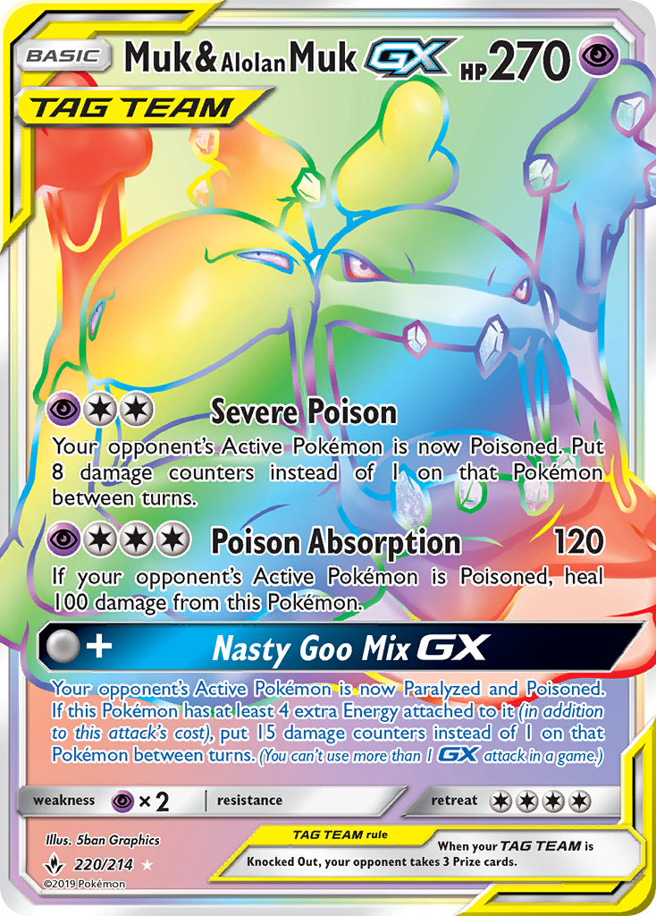 Muk & Alolan Muk GX (220/214) [Sun & Moon: Unbroken Bonds] | Good Games Cannington