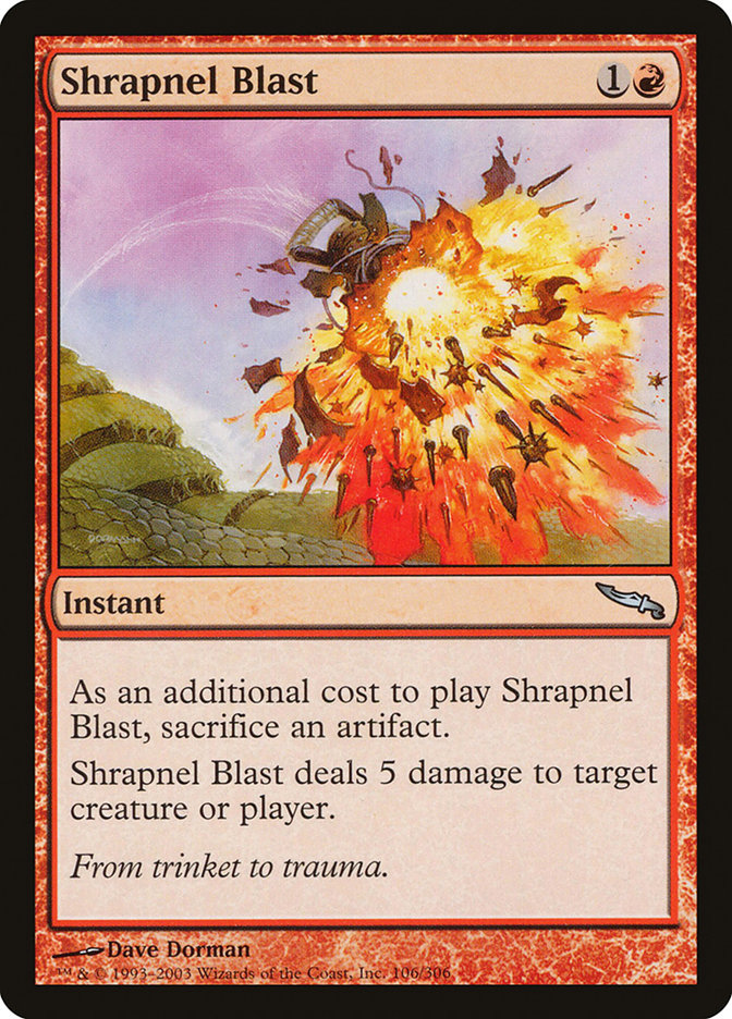 Shrapnel Blast [Mirrodin] | Good Games Cannington