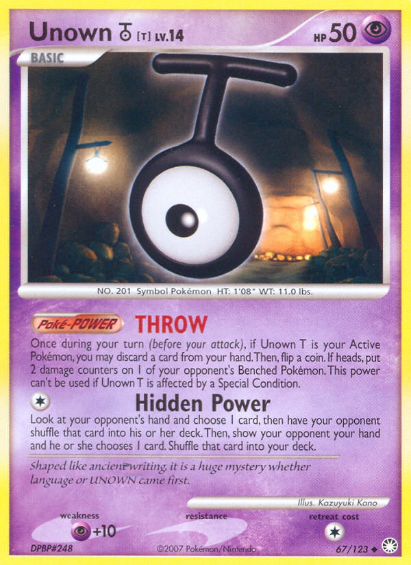 Unown T (67/123) [Diamond & Pearl: Mysterious Treasures] | Good Games Cannington