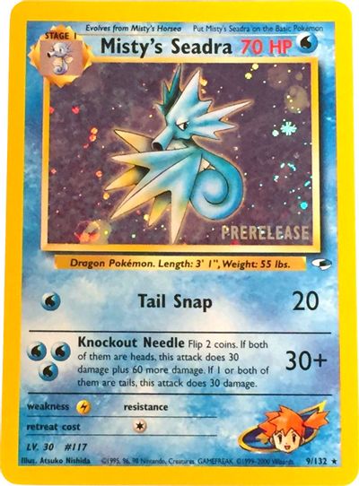 Misty's Seadra (9/132) (Prerelease Promo) [Gym Heroes Unlimited] | Good Games Cannington