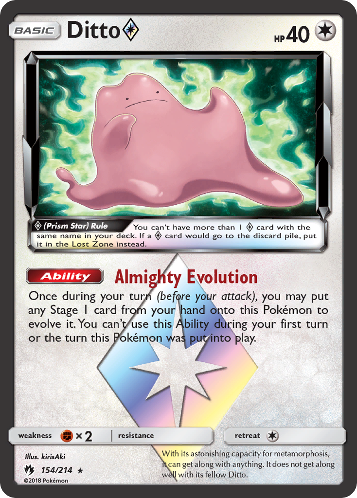 Ditto (154/214) (Prism Star) [Sun & Moon: Lost Thunder] | Good Games Cannington