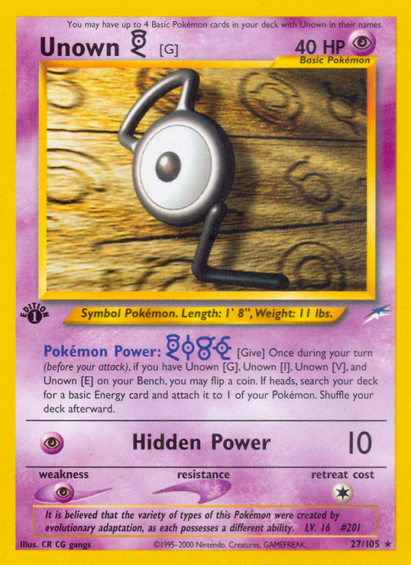 Unown [G] (27/105) [Neo Destiny 1st Edition] | Good Games Cannington