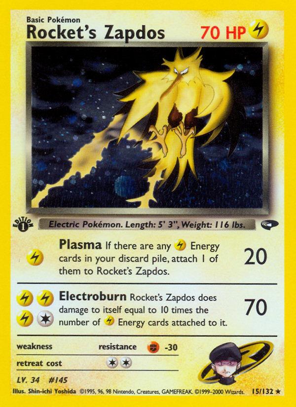 Rocket's Zapdos (15/132) [Gym Challenge 1st Edition] | Good Games Cannington