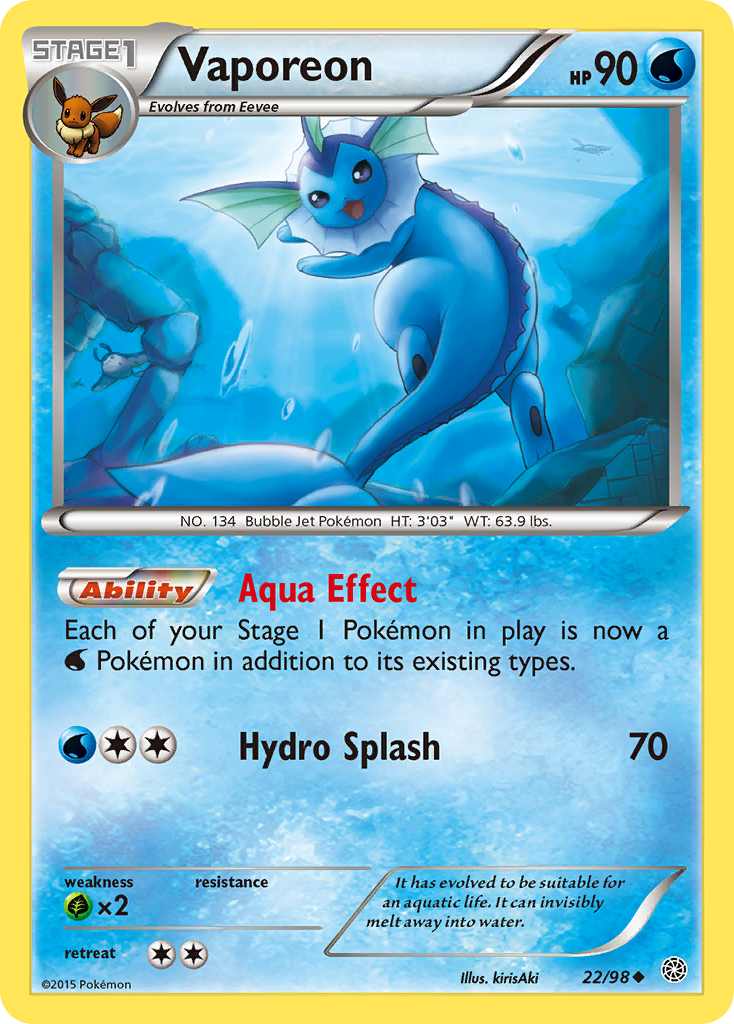 Vaporeon (22/98) [XY: Ancient Origins] | Good Games Cannington