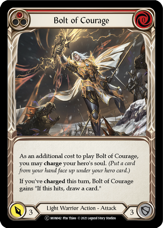 Bolt of Courage (Red) [U-MON042-RF] Unlimited Rainbow Foil | Good Games Cannington