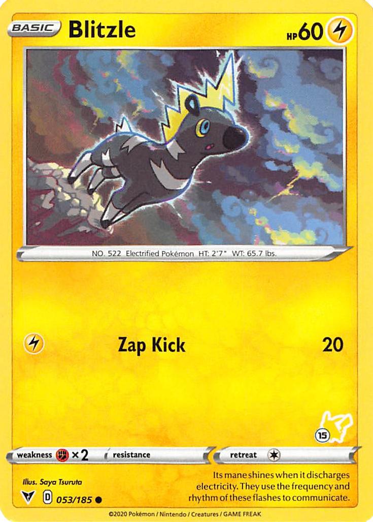 Blitzle (053/185) (Pikachu Stamp #15) [Battle Academy 2022] | Good Games Cannington