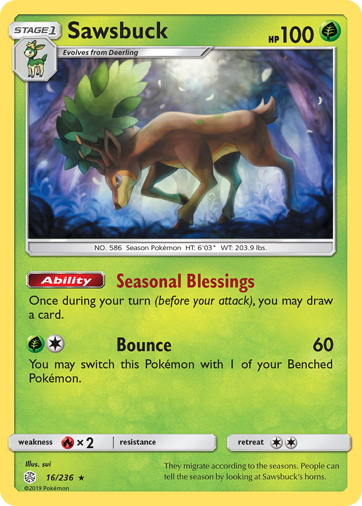 Sawsbuck (16/236) [Sun & Moon: Cosmic Eclipse] | Good Games Cannington