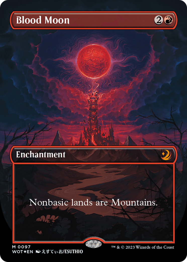 Blood Moon (Anime Borderless) (Confetti Foil) [Wilds of Eldraine: Enchanting Tales] | Good Games Cannington