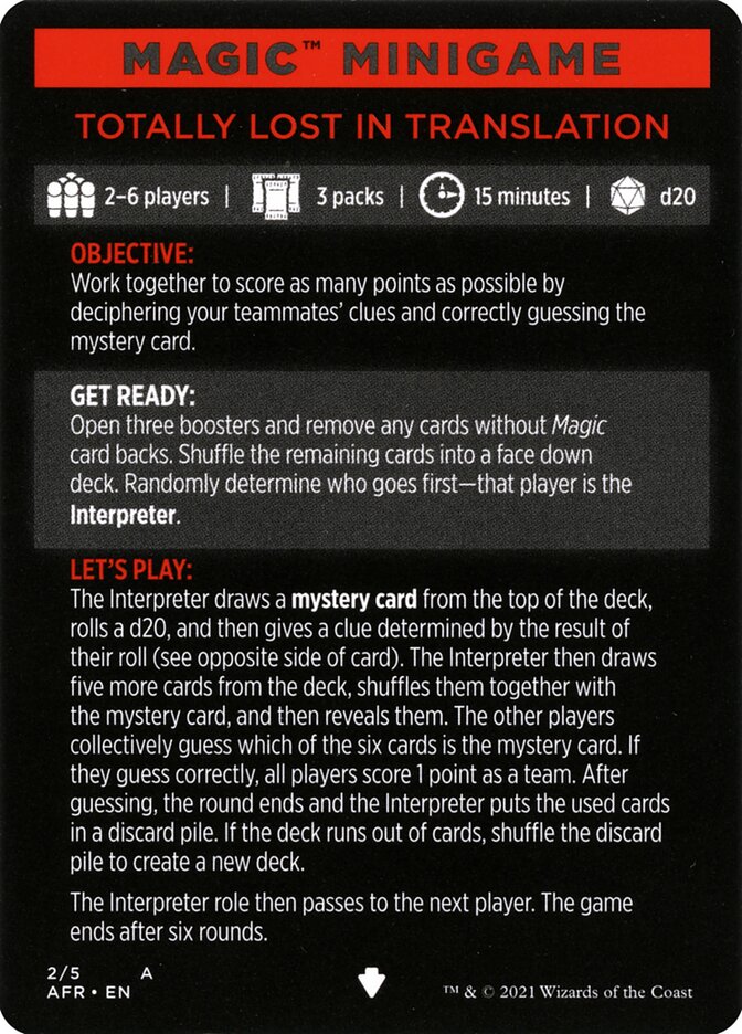 Totally Lost in Translation (Magic Minigame) [Dungeons & Dragons: Adventures in the Forgotten Realms Minigame] | Good Games Cannington