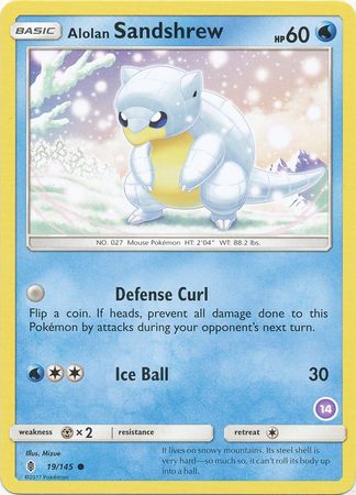 Alolan Sandshrew (19/145) (Deck Exclusive #14) [Sun & Moon: Trainer Kit - Alolan Sandslash] | Good Games Cannington