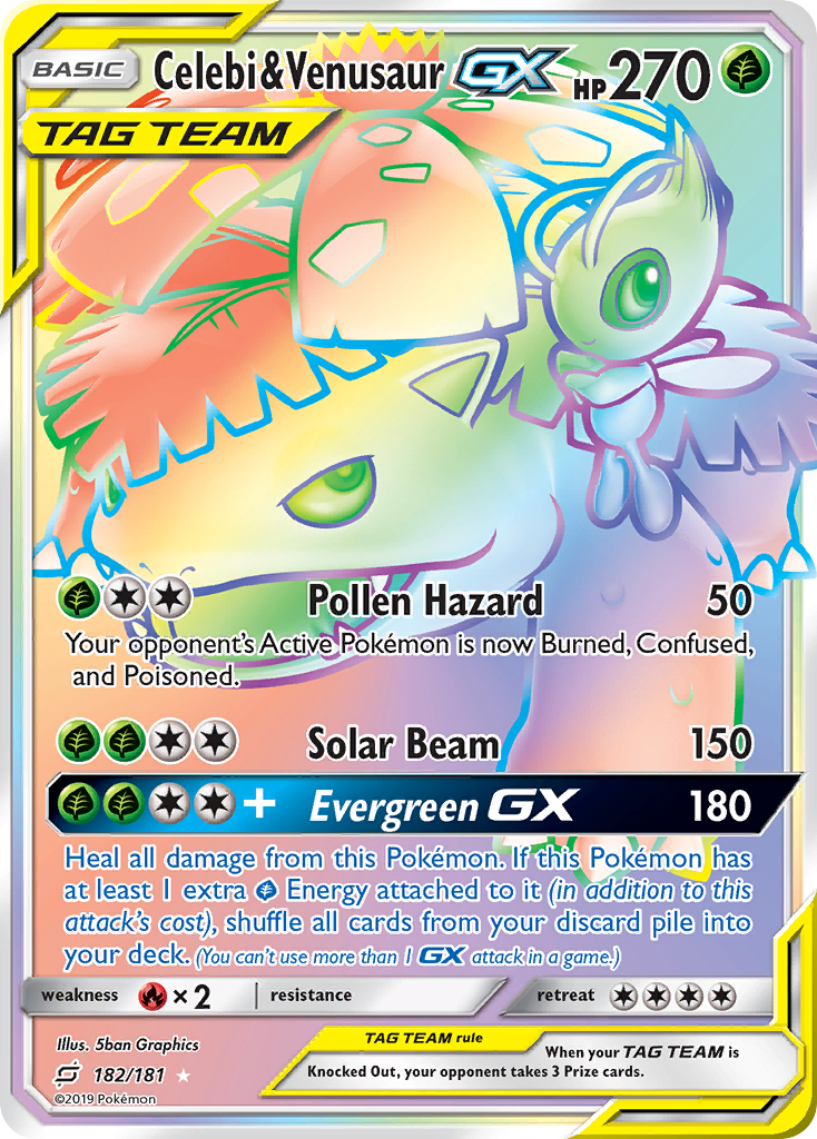 Celebi & Venusaur GX (182/181) [Sun & Moon: Team Up] | Good Games Cannington