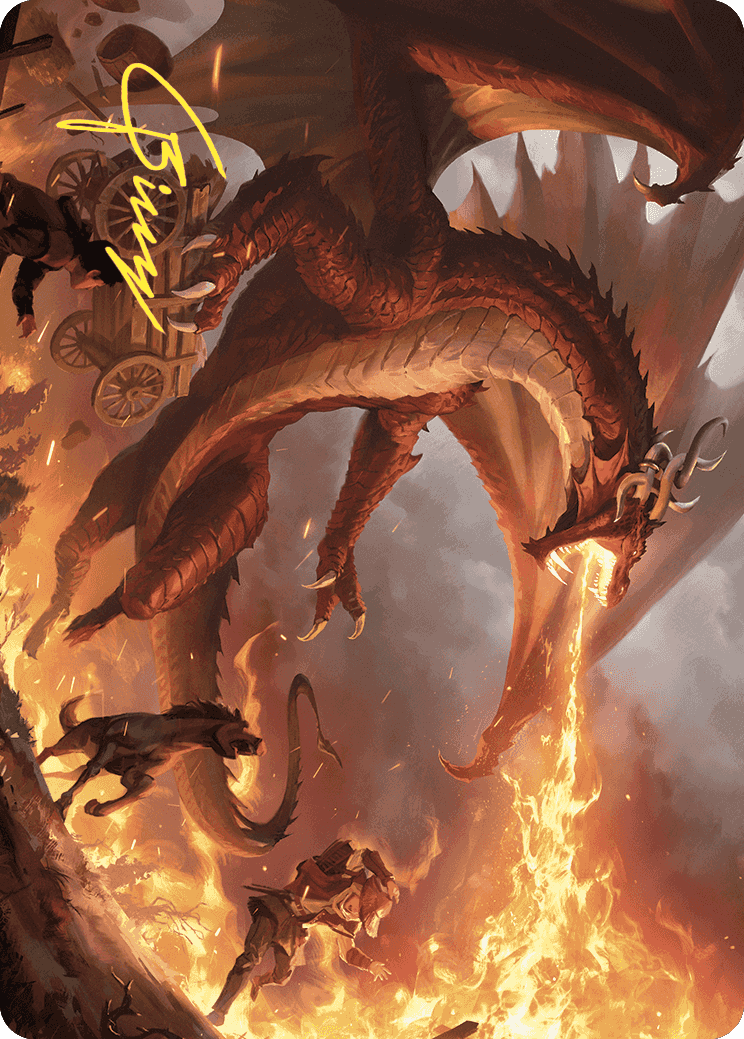 Realm-Scorcher Hellkite Art Card (Gold-Stamped Signature) [Wilds of Eldraine Art Series] | Good Games Cannington
