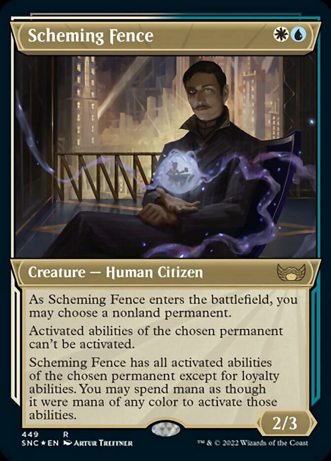 Scheming Fence (Showcase Art Deco Foil Etched) [Streets of New Capenna] | Good Games Cannington