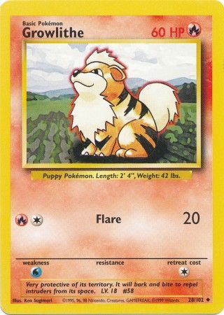 Growlithe (28/102) [Base Set Unlimited] | Good Games Cannington