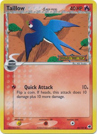 Taillow (66/101) (Delta Species) (Stamped) [EX: Dragon Frontiers] | Good Games Cannington