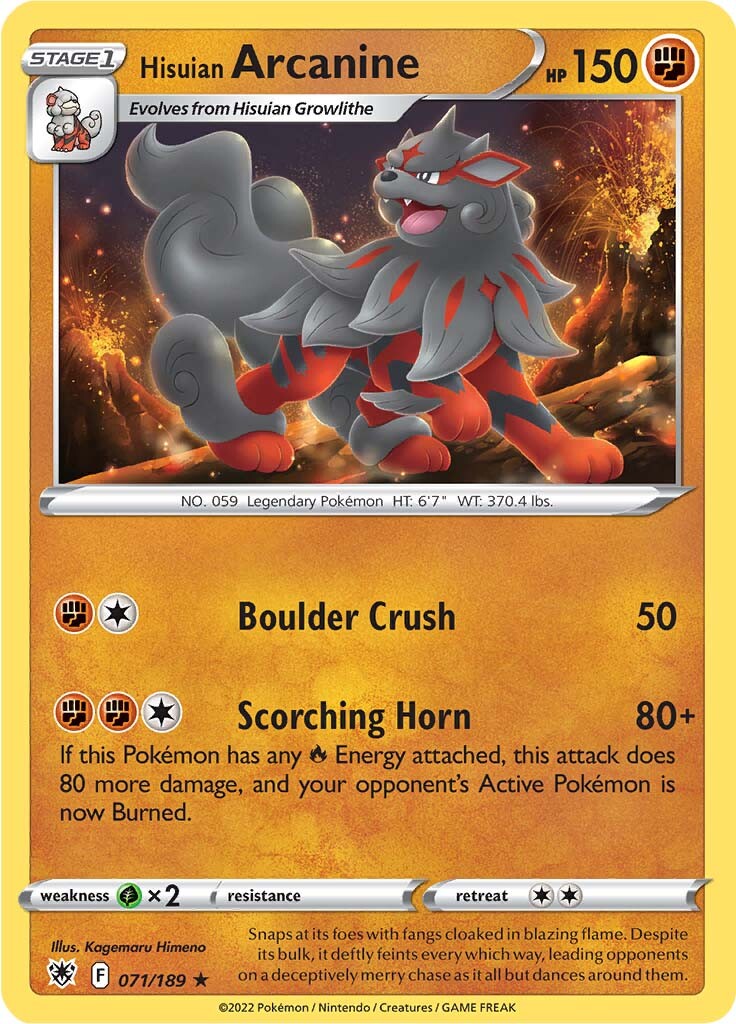 Hisuian Arcanine (071/189) [Sword & Shield: Astral Radiance] | Good Games Cannington