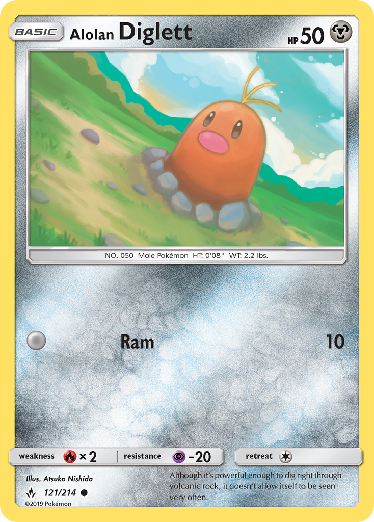 Alolan Diglett (121/214) [Sun & Moon: Unbroken Bonds] | Good Games Cannington