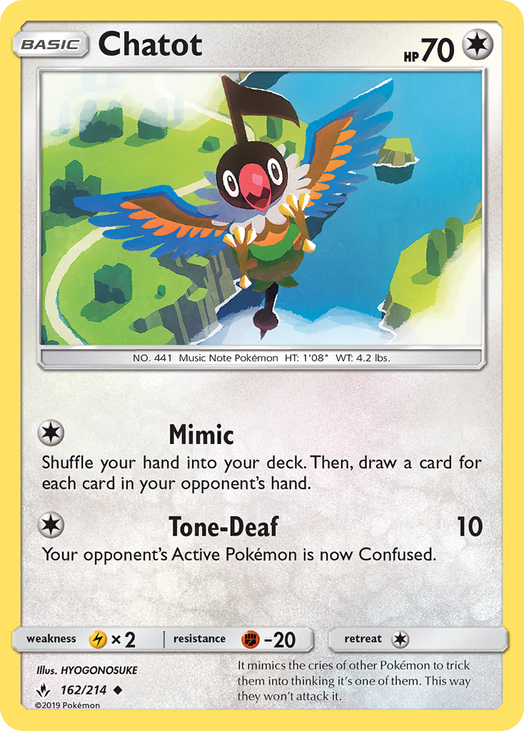 Chatot (162/214) [Sun & Moon: Unbroken Bonds] | Good Games Cannington