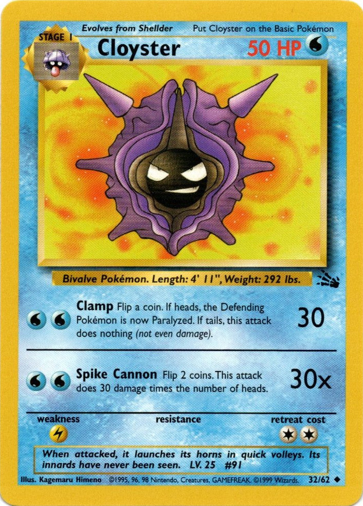 Cloyster (32/62) [Fossil Unlimited] | Good Games Cannington