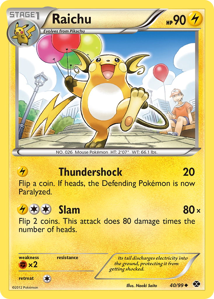 Raichu (40/99) [Black & White: Next Destinies] | Good Games Cannington