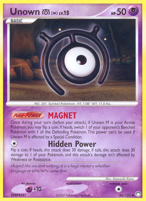 Unown M (66/123) [Diamond & Pearl: Mysterious Treasures] | Good Games Cannington