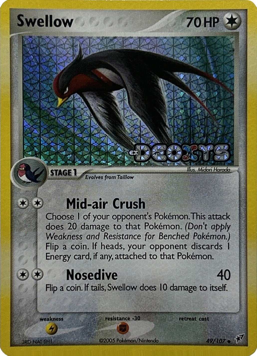 Swellow (49/107) (Stamped) [EX: Deoxys] | Good Games Cannington