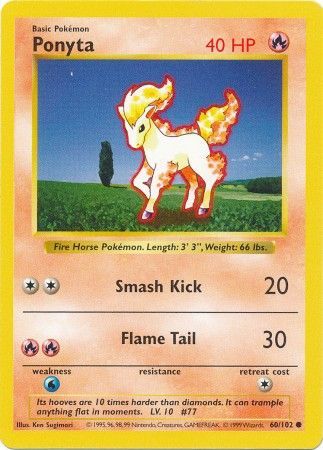 Ponyta (60/102) [Base Set Shadowless Unlimited] | Good Games Cannington