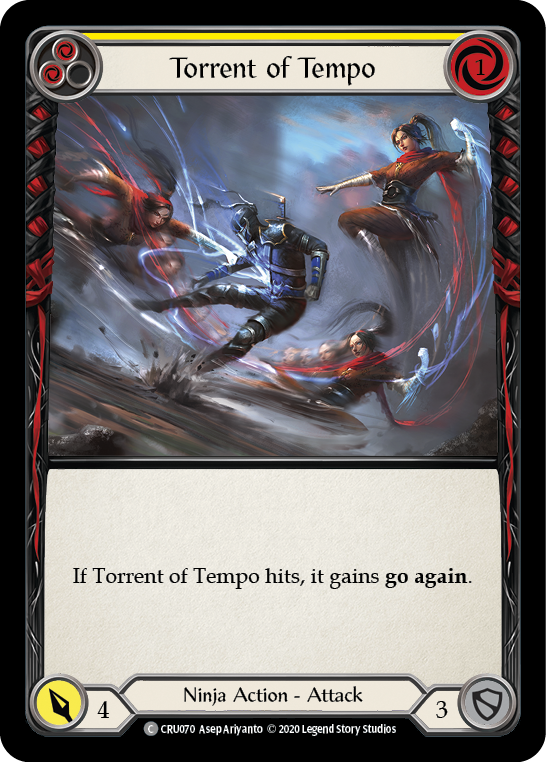 Torrent of Tempo (Yellow) [CRU070] 1st Edition Rainbow Foil | Good Games Cannington