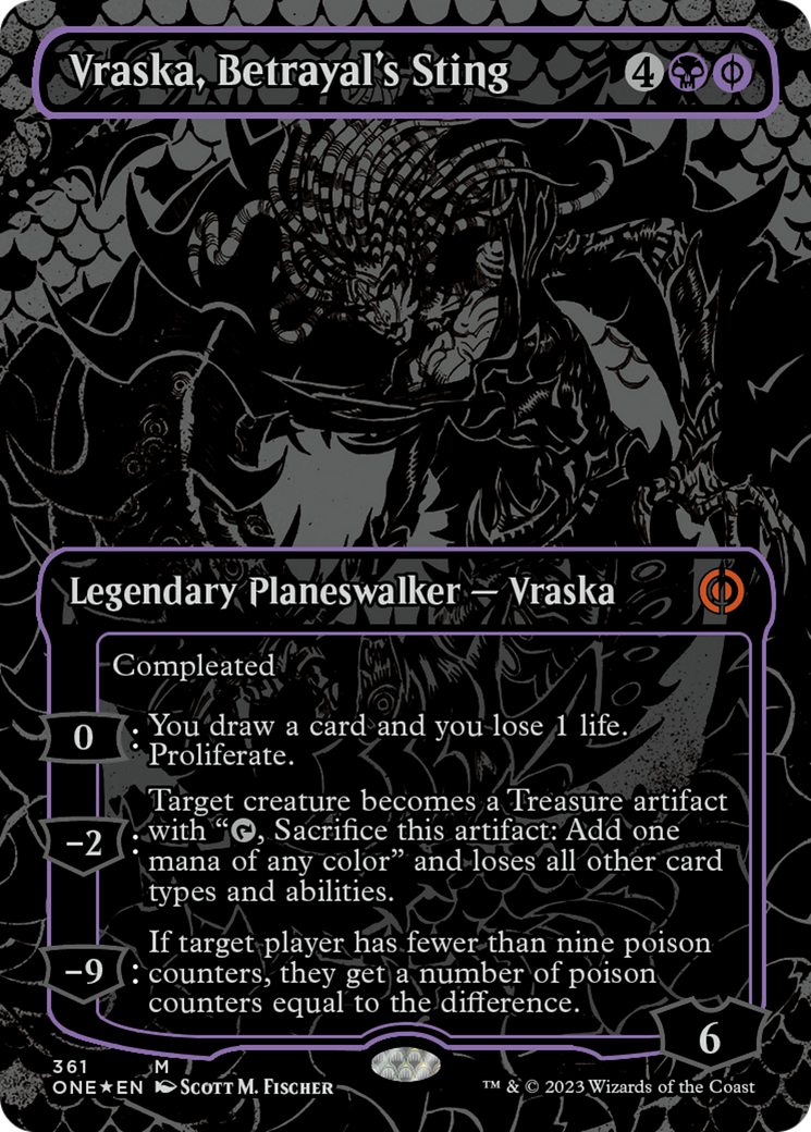 Vraska, Betrayal's Sting (Oil Slick Raised Foil) [Phyrexia: All Will Be One] | Good Games Cannington