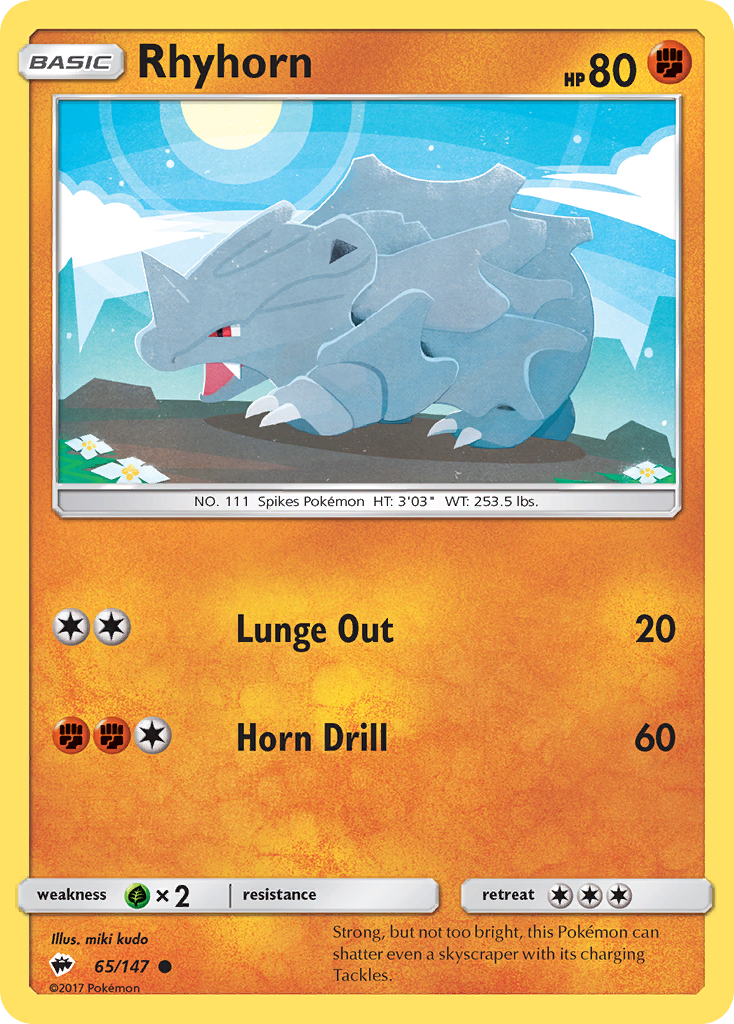 Rhyhorn (65/147) [Sun & Moon: Burning Shadows] | Good Games Cannington