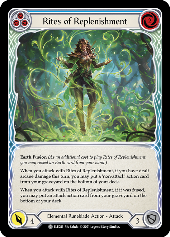 Rites of Replenishment (Blue) [ELE081] (Tales of Aria)  1st Edition Rainbow Foil | Good Games Cannington