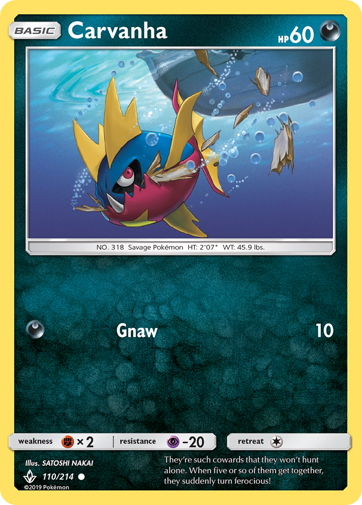 Carvanha (110/214) [Sun & Moon: Unbroken Bonds] | Good Games Cannington