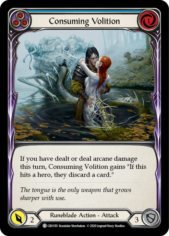 Consuming Volition (Blue) [CRU150] 1st Edition Rainbow Foil | Good Games Cannington