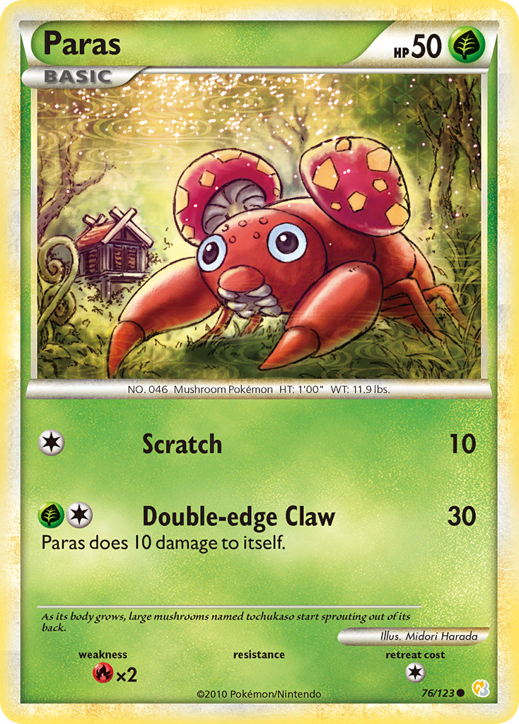 Paras (76/123) [HeartGold & SoulSilver: Base Set] | Good Games Cannington