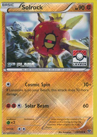 Solrock (64/146) (2nd Place League Challenge Promo) [XY: Base Set] | Good Games Cannington