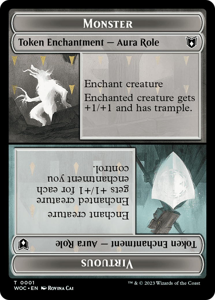 Copy // Monster Role / Virtuous Role Double-Sided Token [Wilds of Eldraine Commander Tokens] | Good Games Cannington