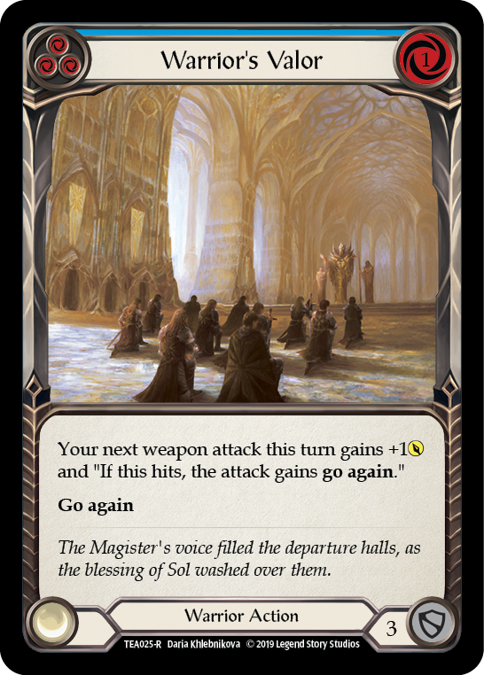 Warrior's Valor (Blue) [TEA025-R] 1st Edition Normal | Good Games Cannington