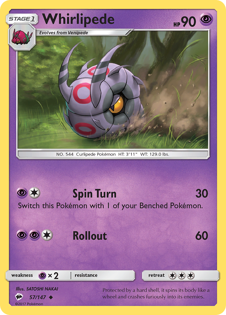 Whirlipede (57/147) [Sun & Moon: Burning Shadows] | Good Games Cannington
