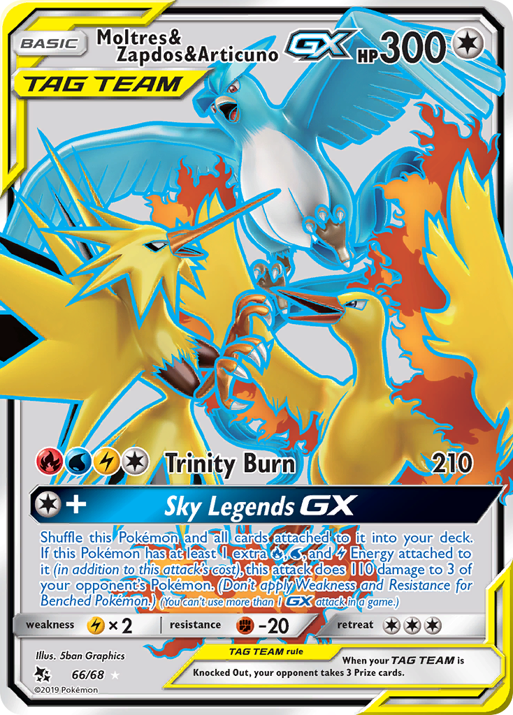 Moltres & Zapdos & Articuno GX (66/68) [Sun & Moon: Hidden Fates] | Good Games Cannington