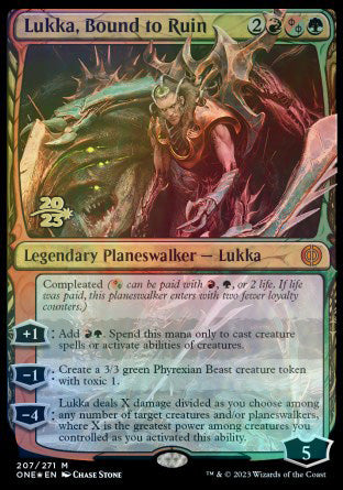 Lukka, Bound to Ruin [Phyrexia: All Will Be One Prerelease Promos] | Good Games Cannington