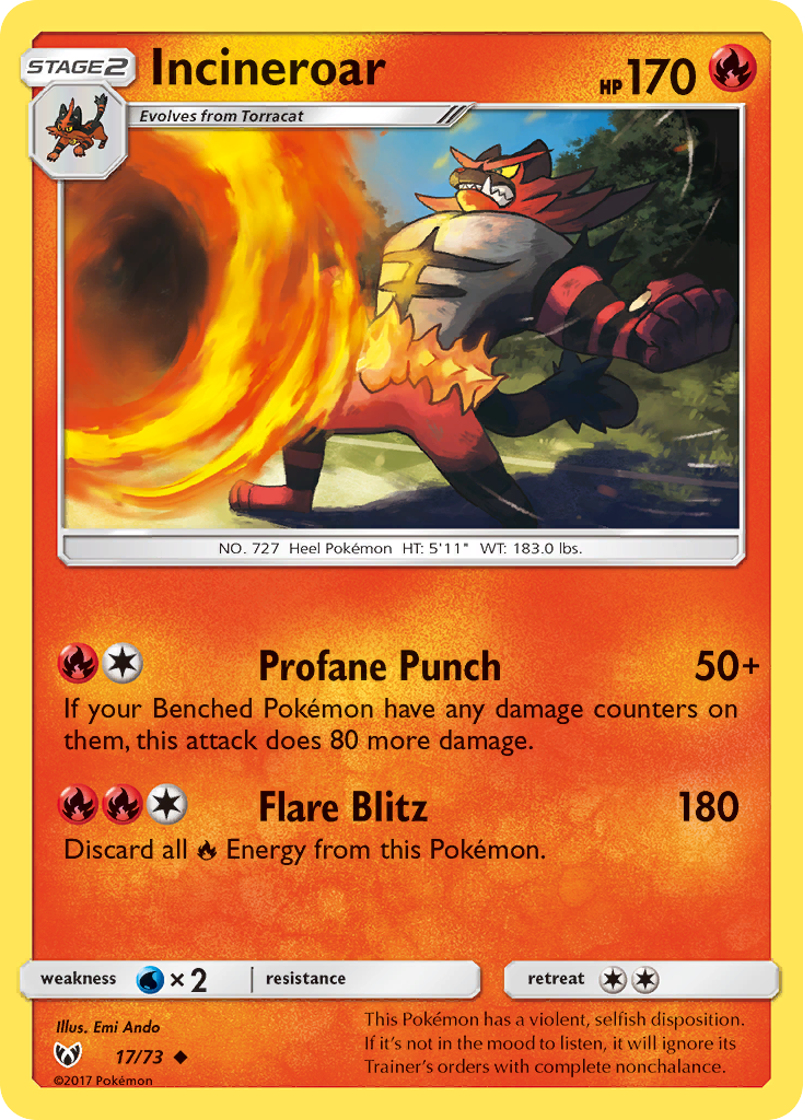 Incineroar (17/73) [Sun & Moon: Shining Legends] | Good Games Cannington