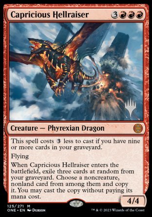 Capricious Hellraiser (Promo Pack) [Phyrexia: All Will Be One Promos] | Good Games Cannington