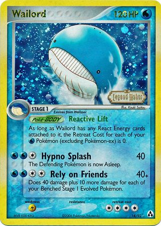 Wailord (14/92) (Stamped) [EX: Legend Maker] | Good Games Cannington