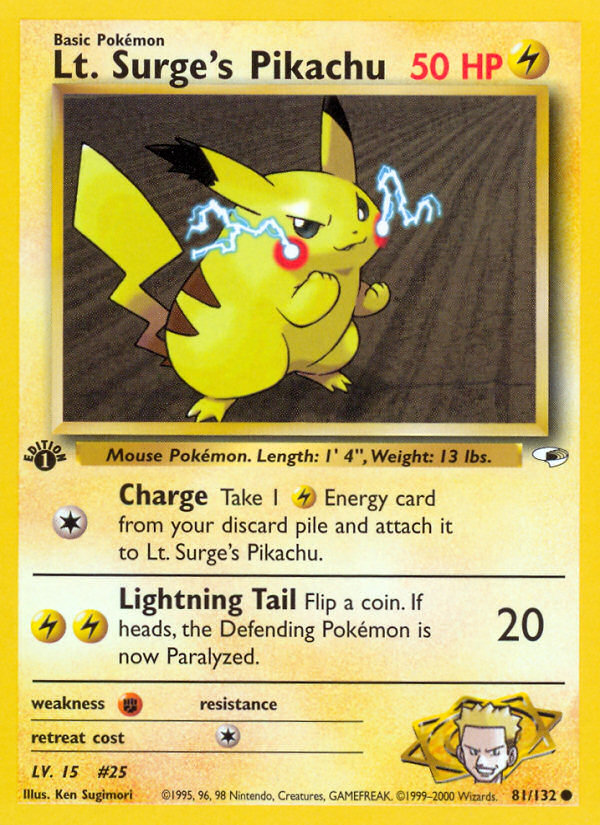 Lt. Surge's Pikachu (81/132) [Gym Heroes 1st Edition] | Good Games Cannington