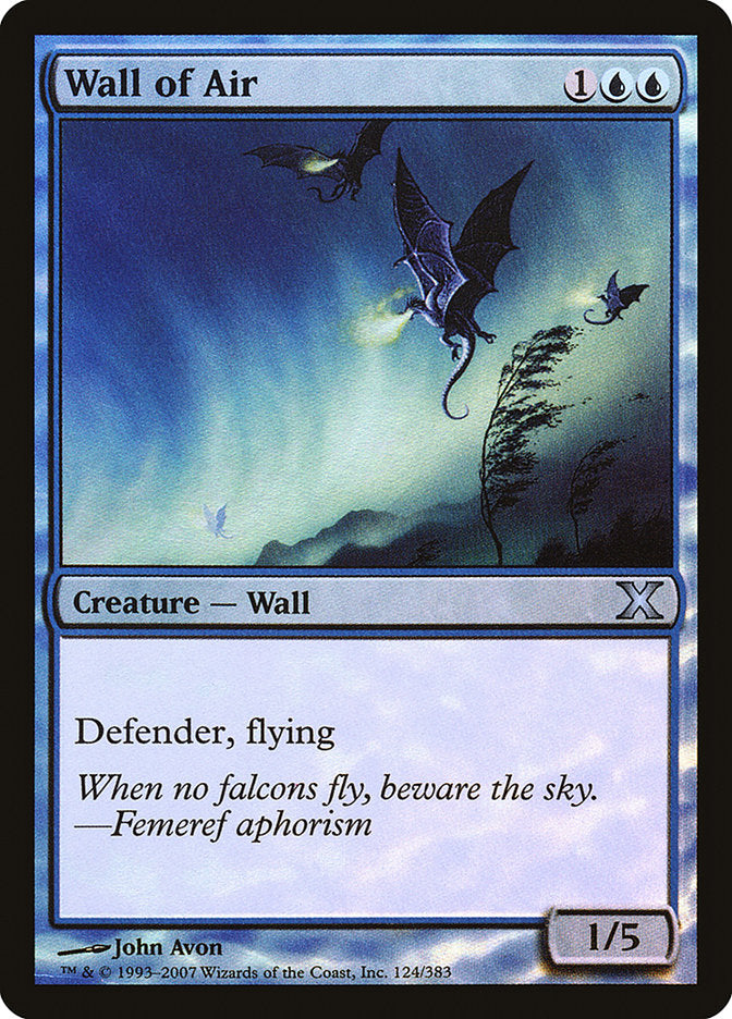 Wall of Air (Premium Foil) [Tenth Edition] | Good Games Cannington