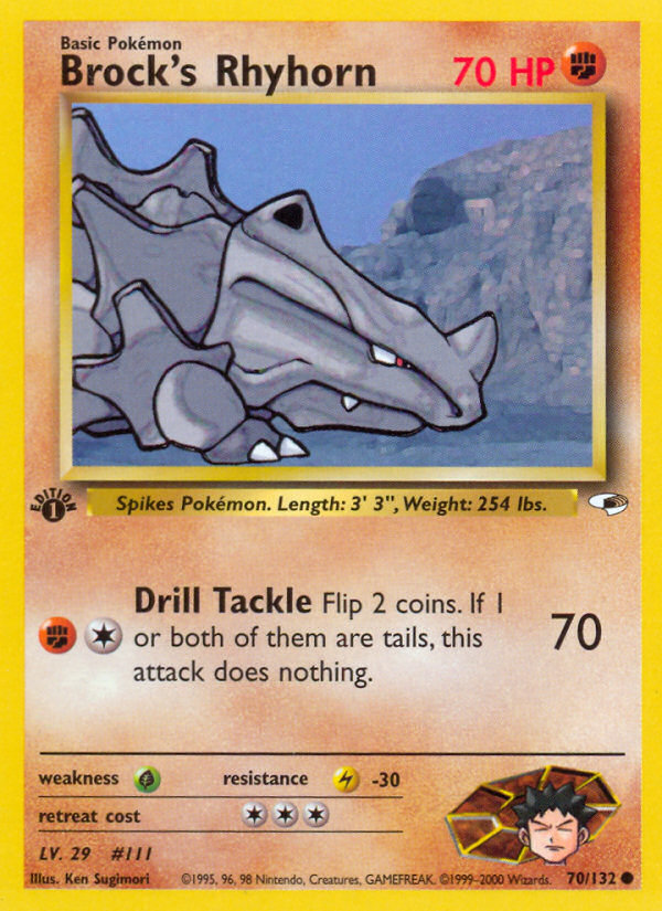 Brock's Rhyhorn (70/132) [Gym Heroes 1st Edition] | Good Games Cannington