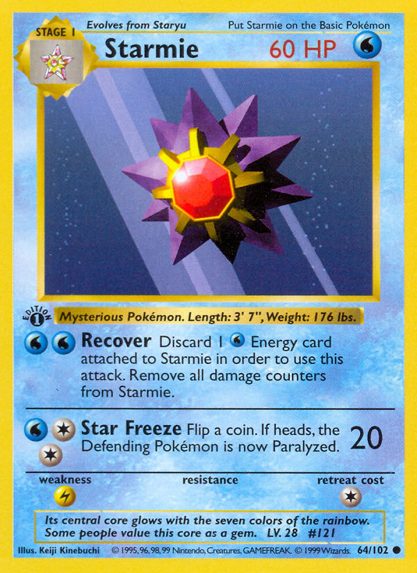 Starmie (64/102) (Shadowless) [Base Set 1st Edition] | Good Games Cannington